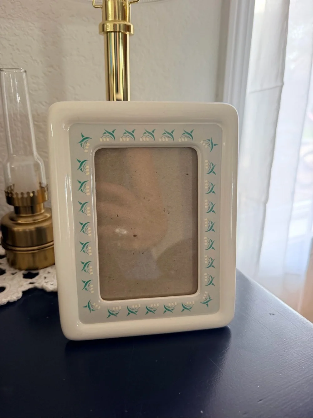 Hallmark White Frame with Turquoise Floral Border